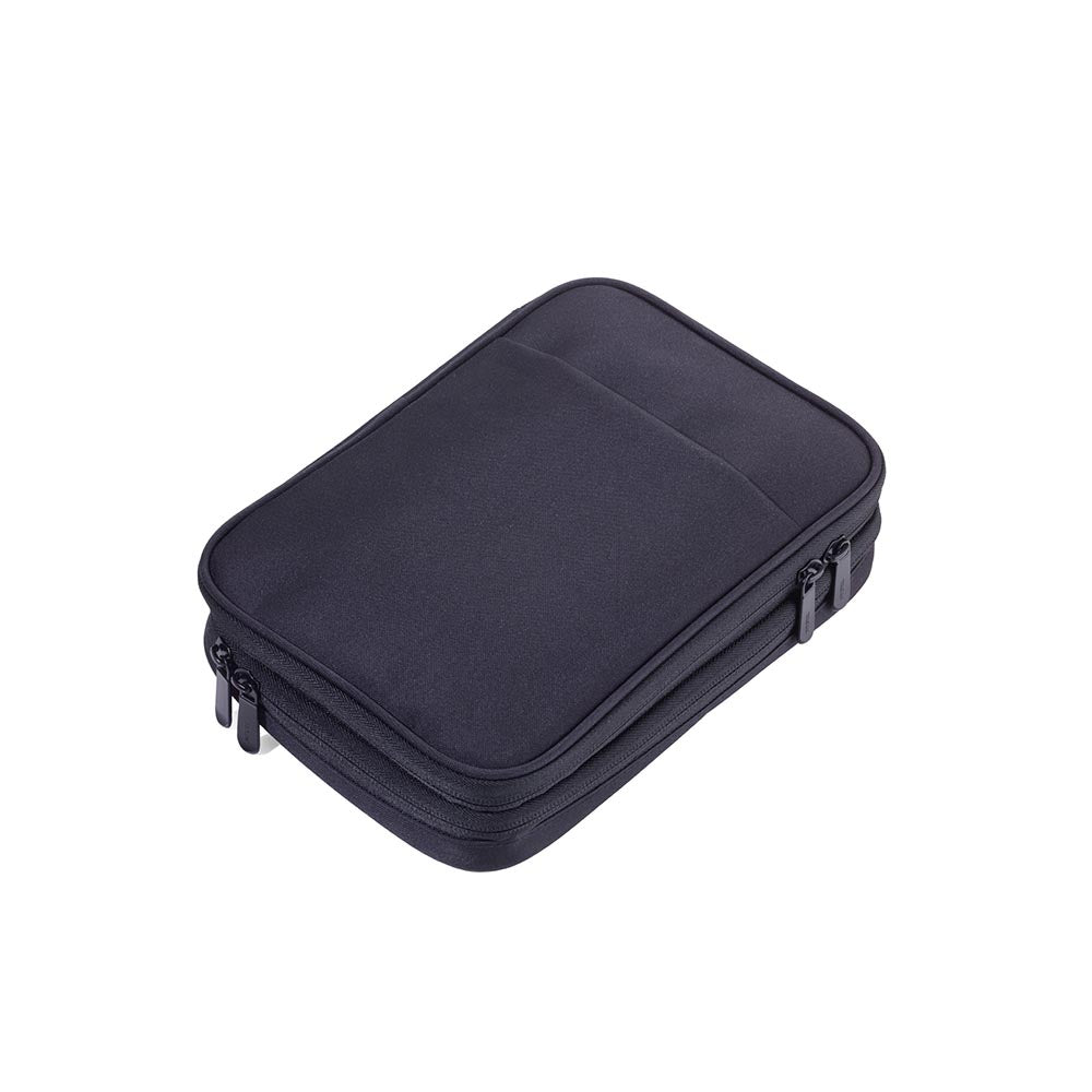 TROIKA Organiser Case with 2 Zipper Compartments CONNECTED - Black