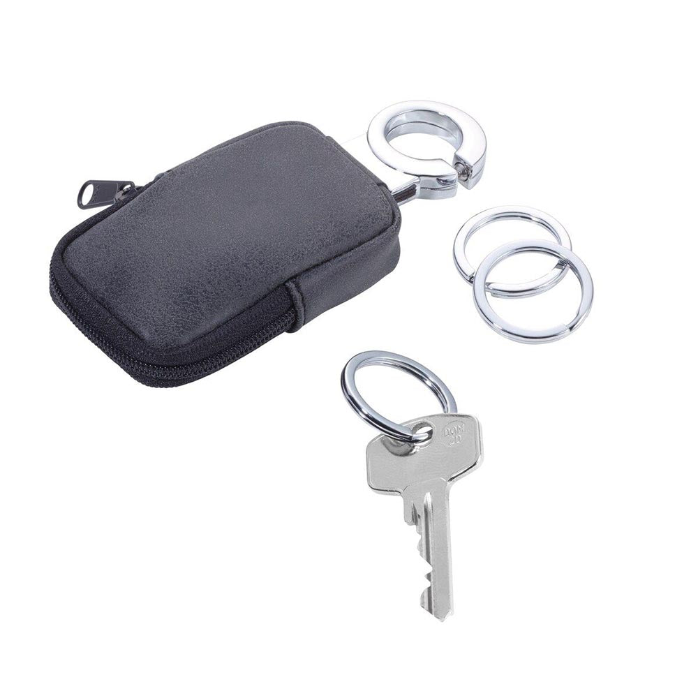 Troika Click-Lock Keyring With Anti-Bacterial Pocket Bag - Dark Grey