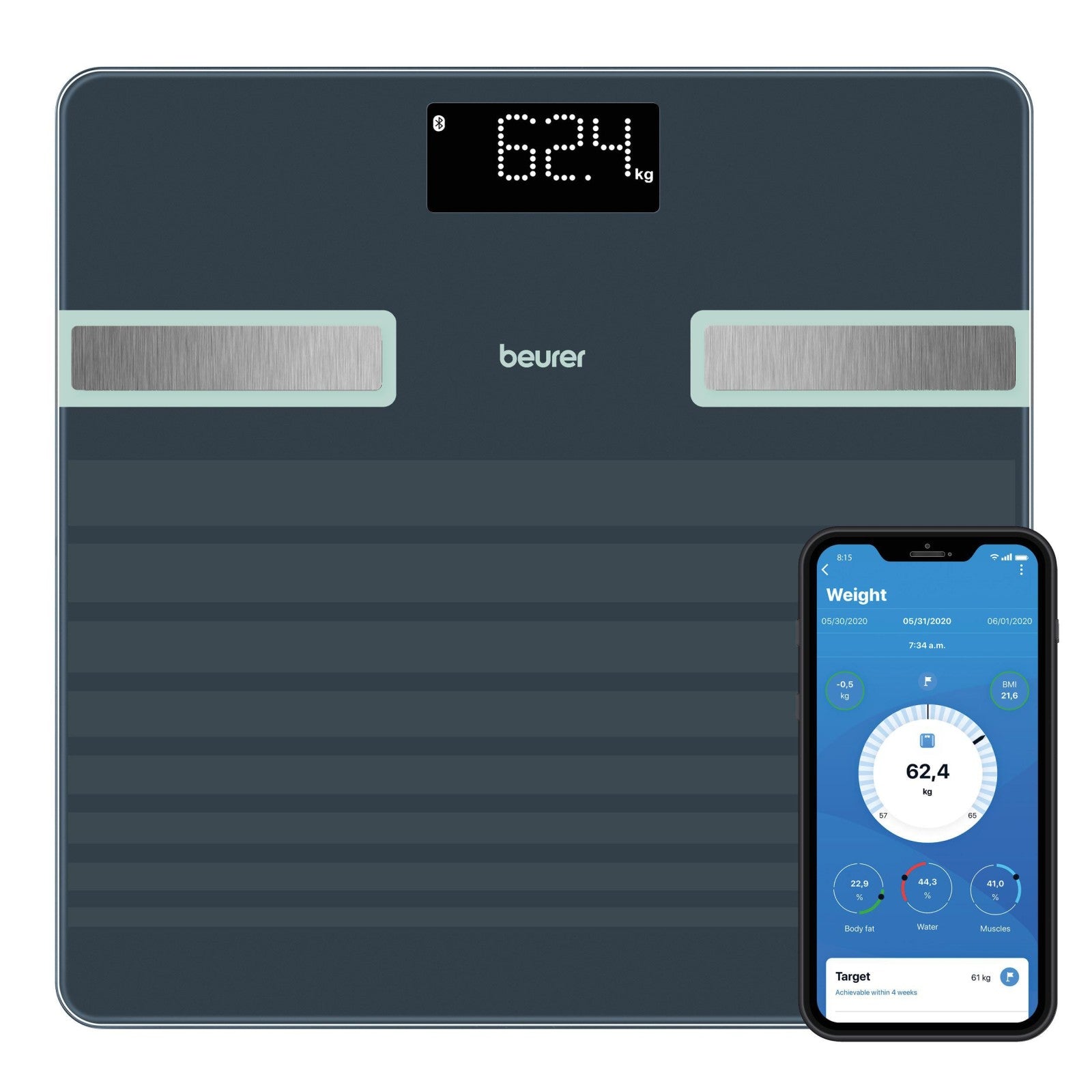 Beurer Germany Body Fat Scale | 17 Health Parameters | 8 Users | BF 451 LE26
