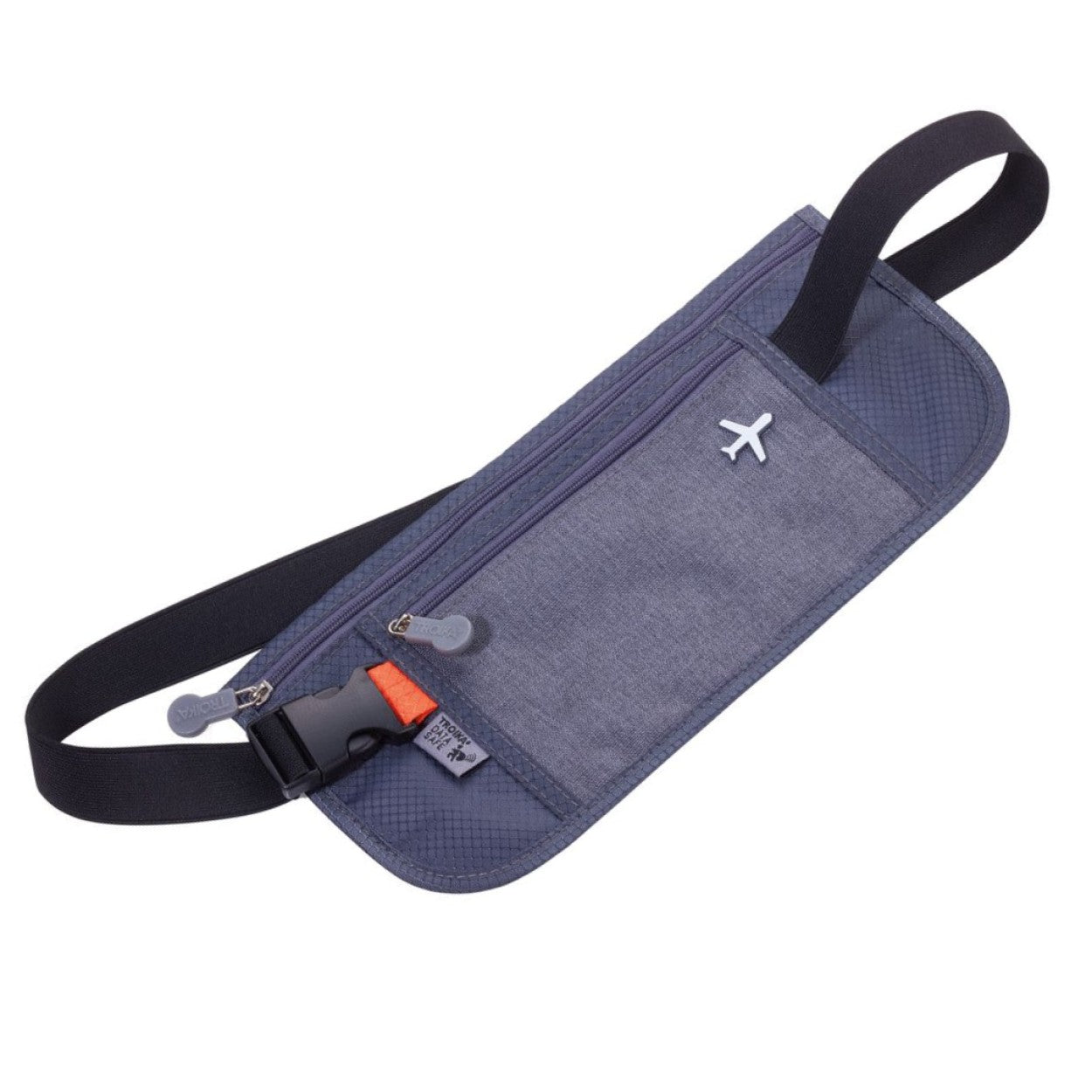 TROIKA Belt Bag | Travel Waist Bag | 2 Compartments. RFID Protection for Travel Documents & Cards | Grey