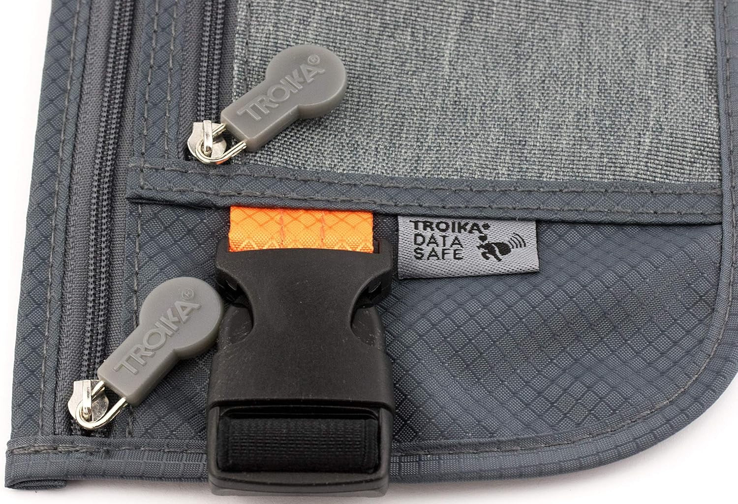 TROIKA Belt Bag | Travel Waist Bag | 2 Compartments. RFID Protection for Travel Documents & Cards | Grey