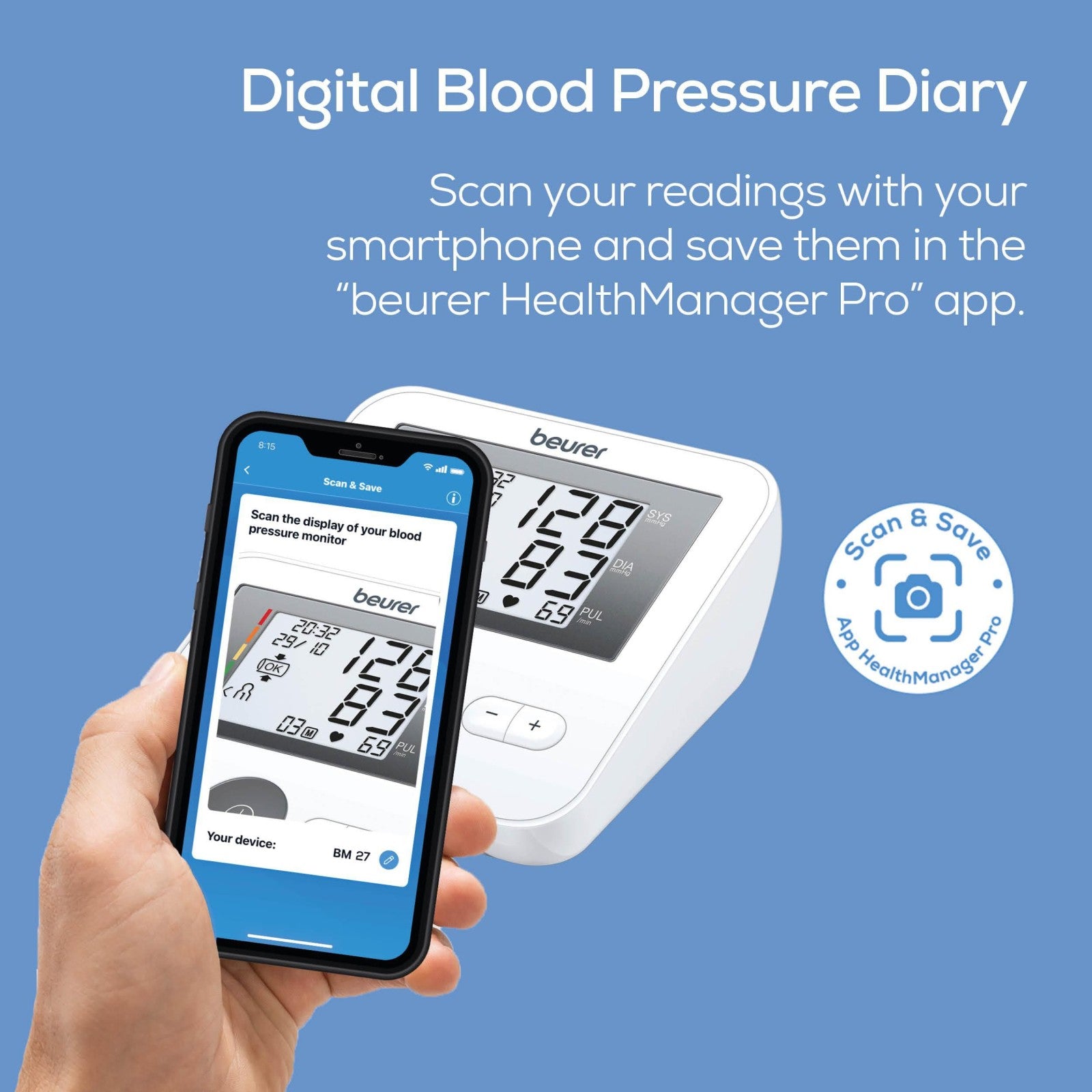 Beurer Germany BM 27 Upper Arm Blood Pressure Monitor | Clinically Accurate | Arrhythmia & Risk Alerts