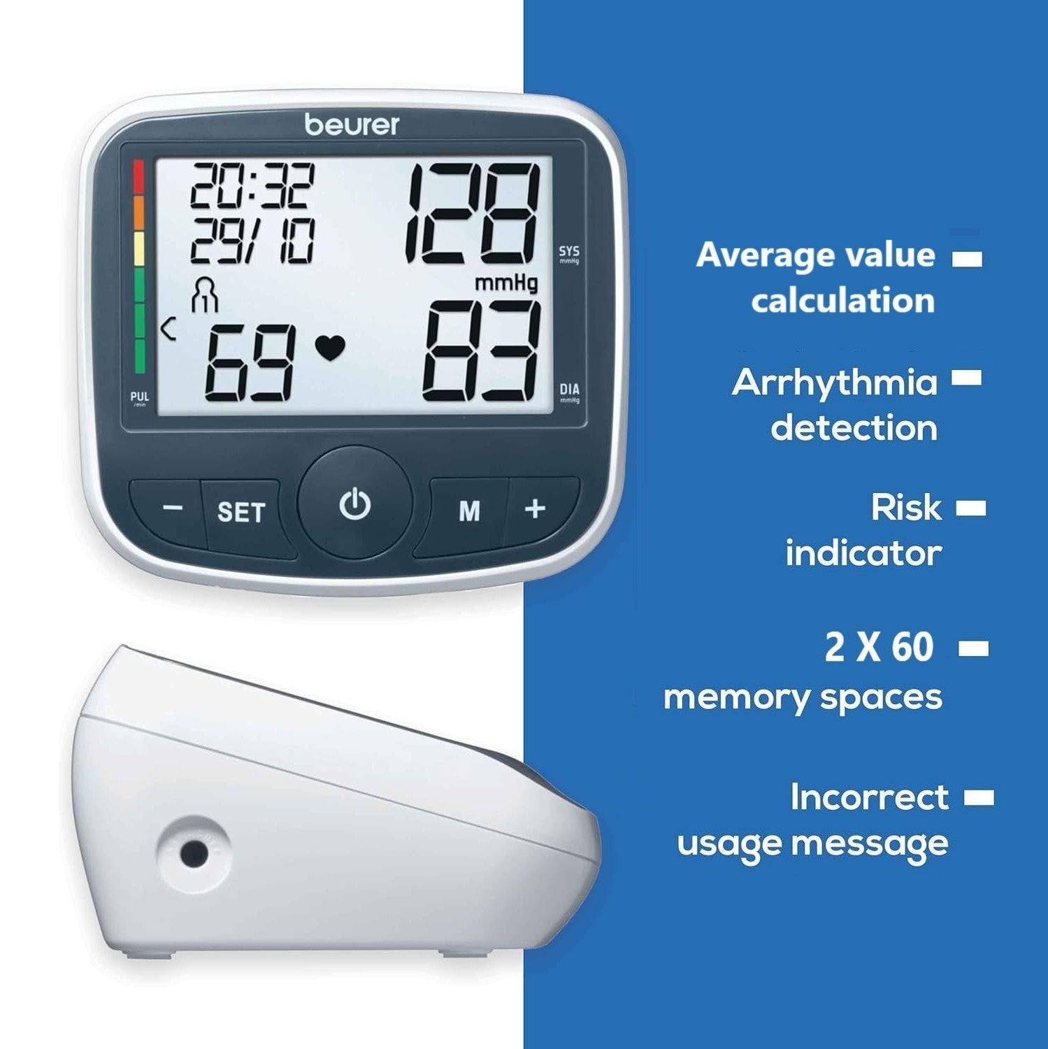 Beurer Germany BM 40 Upper Arm Blood Pressure Monitor: XL Display, Arrythmia & Risk Alerts