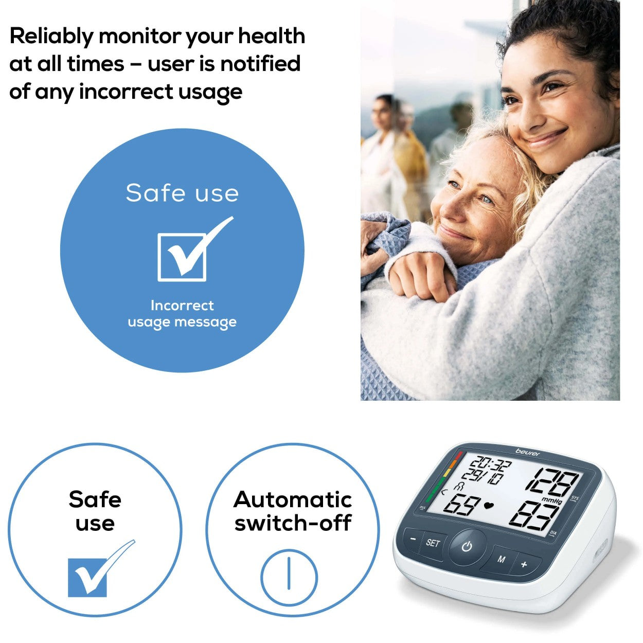 Beurer Germany BM 40 Upper Arm Blood Pressure Monitor: XL Display, Arrythmia & Risk Alerts