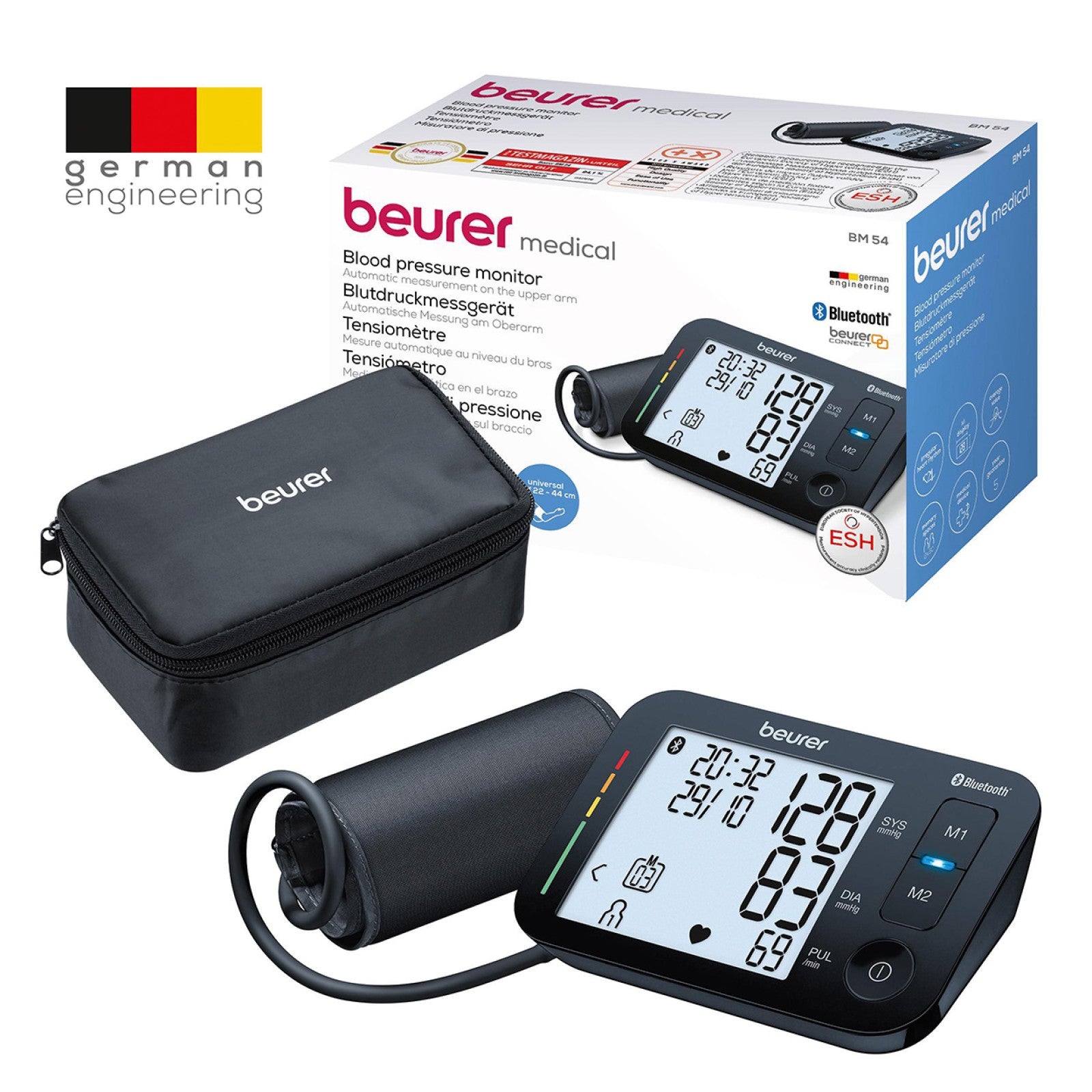 Beurer Germany BM 54 Upper Arm Blood Pressure Monitor: Bluetooth, App, Arrhythmia & Risk Alerts