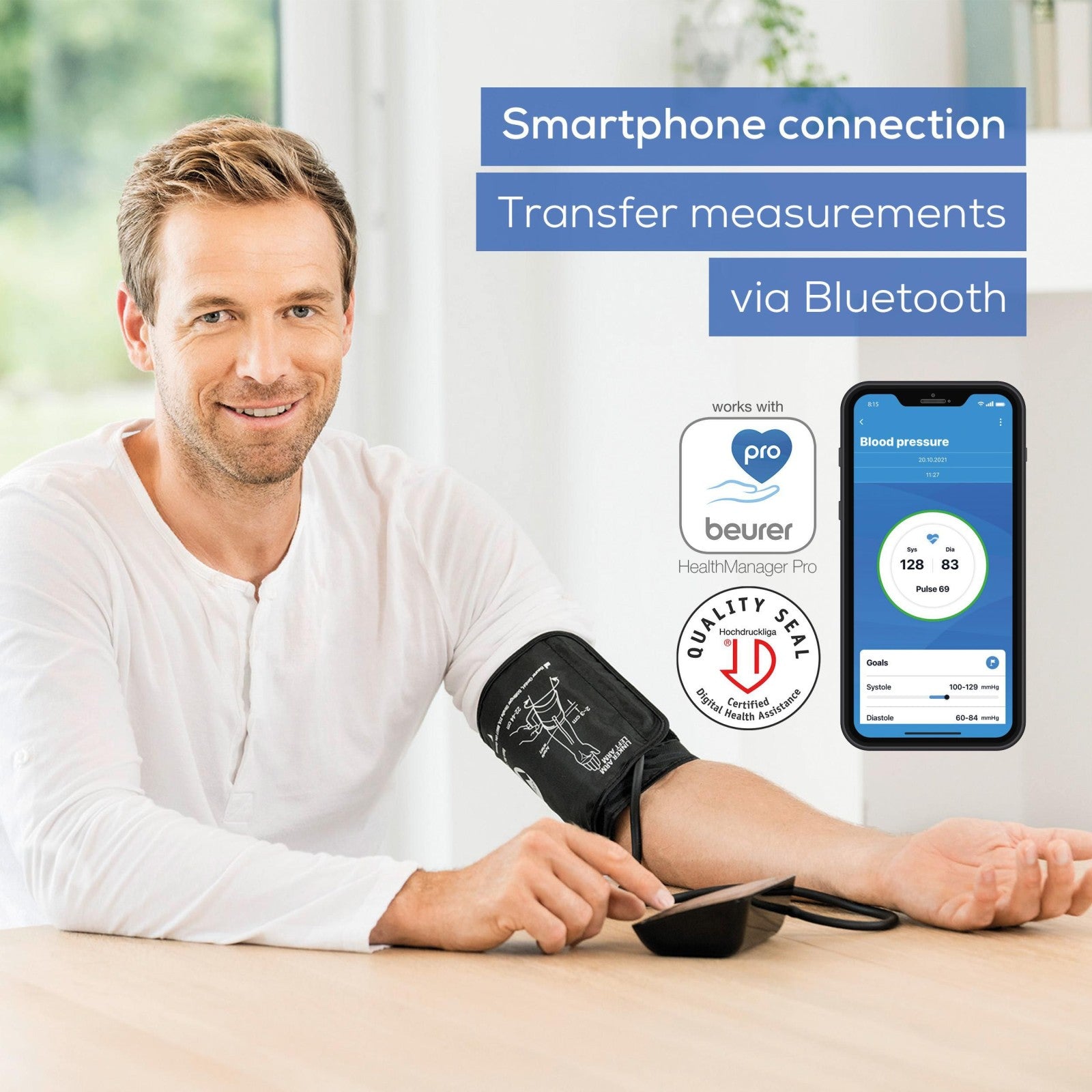 Beurer Germany BM 54 Upper Arm Blood Pressure Monitor: Bluetooth, App, Arrhythmia & Risk Alerts