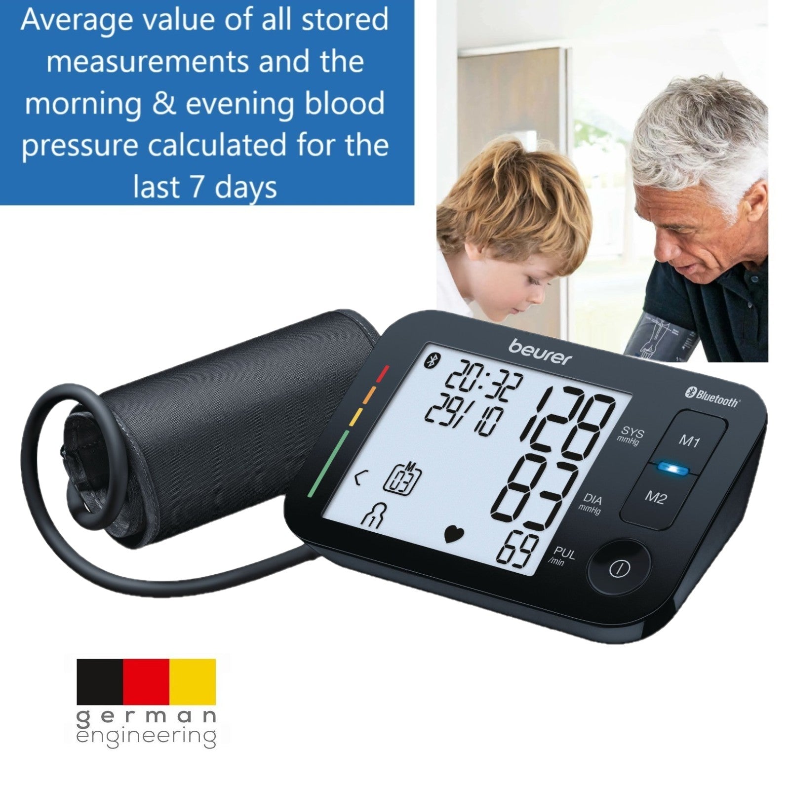Beurer Germany BM 54 Upper Arm Blood Pressure Monitor: Bluetooth, App, Arrhythmia & Risk Alerts