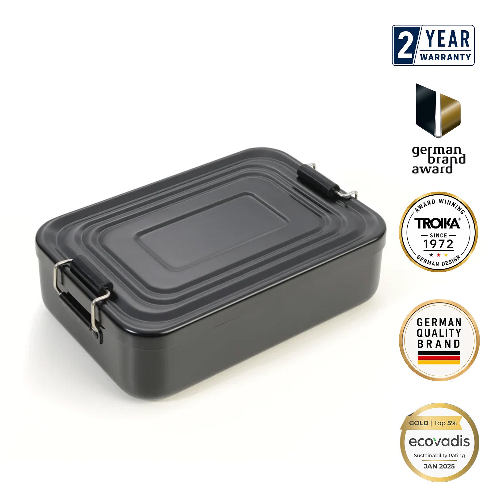 TROIKA Germany Lunchbox | Aluminium Clip-Lock, Swing-Top | Dishwasher-Safe
