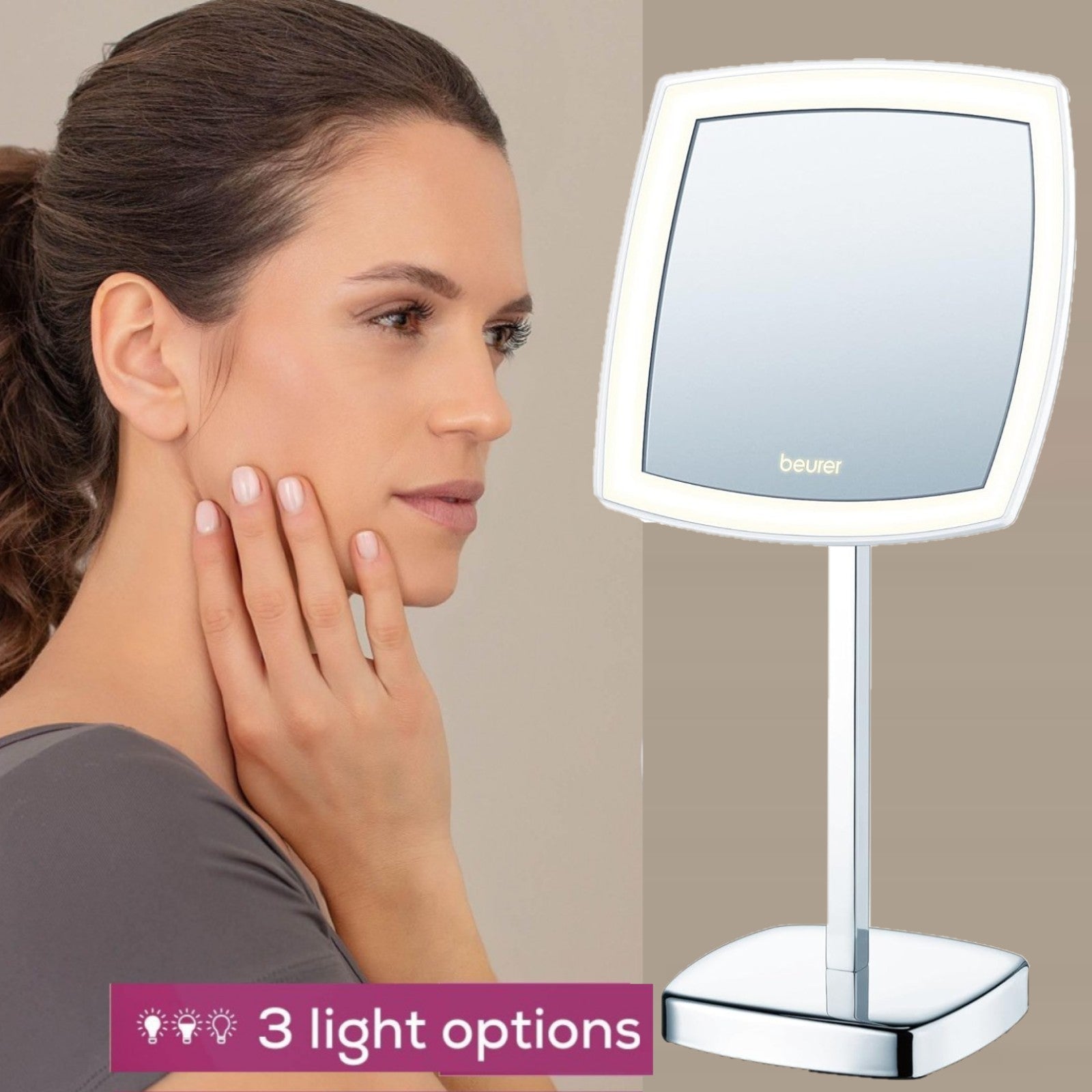 Beurer Germany BS 99 LED Cosmetic Mirror | 5X Magnification. Bright Adjustable LED Light | Precise Makeup & Grooming
