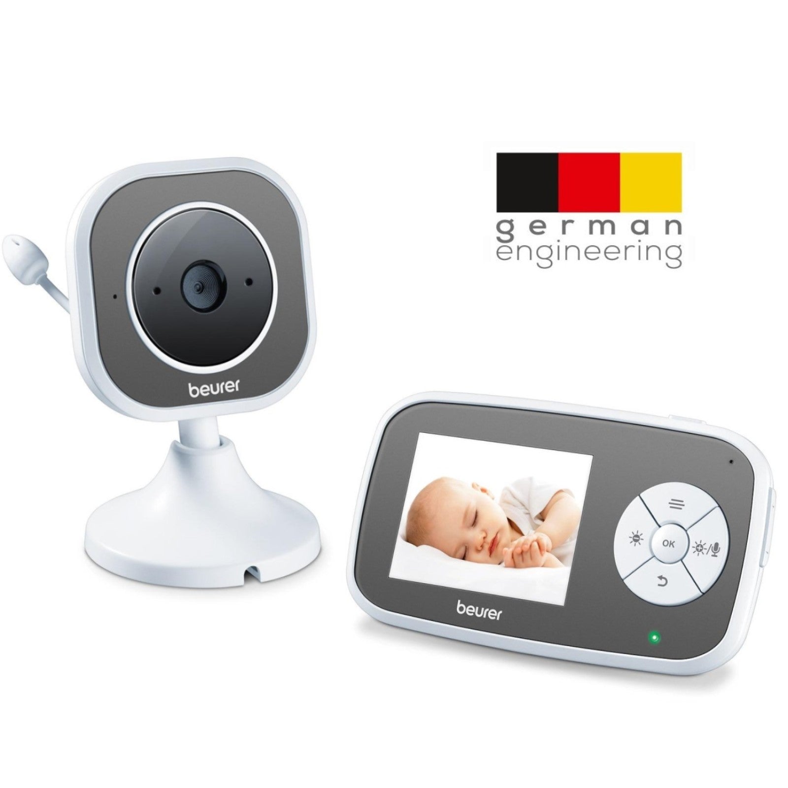 Beurer Video Baby Monitor BY 110 Day & Infrared Night Vision, 2.8" LCD Colour Display, ECO+ Mode, 2-Way Intercom