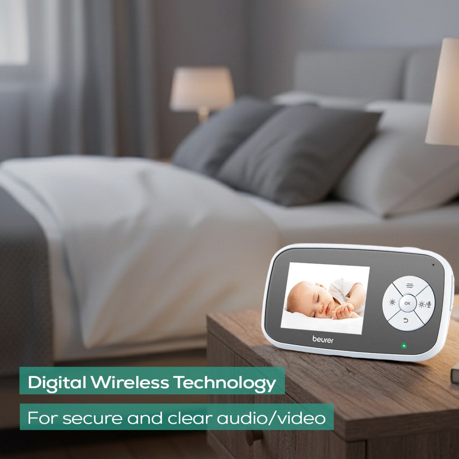 Beurer Video Baby Monitor BY 110 Day & Infrared Night Vision, 2.8" LCD Colour Display, ECO+ Mode, 2-Way Intercom