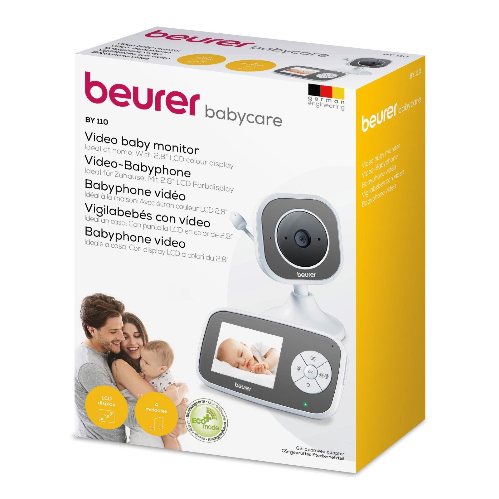 Beurer Video Baby Monitor BY 110 Day & Infrared Night Vision, 2.8" LCD Colour Display, ECO+ Mode, 2-Way Intercom
