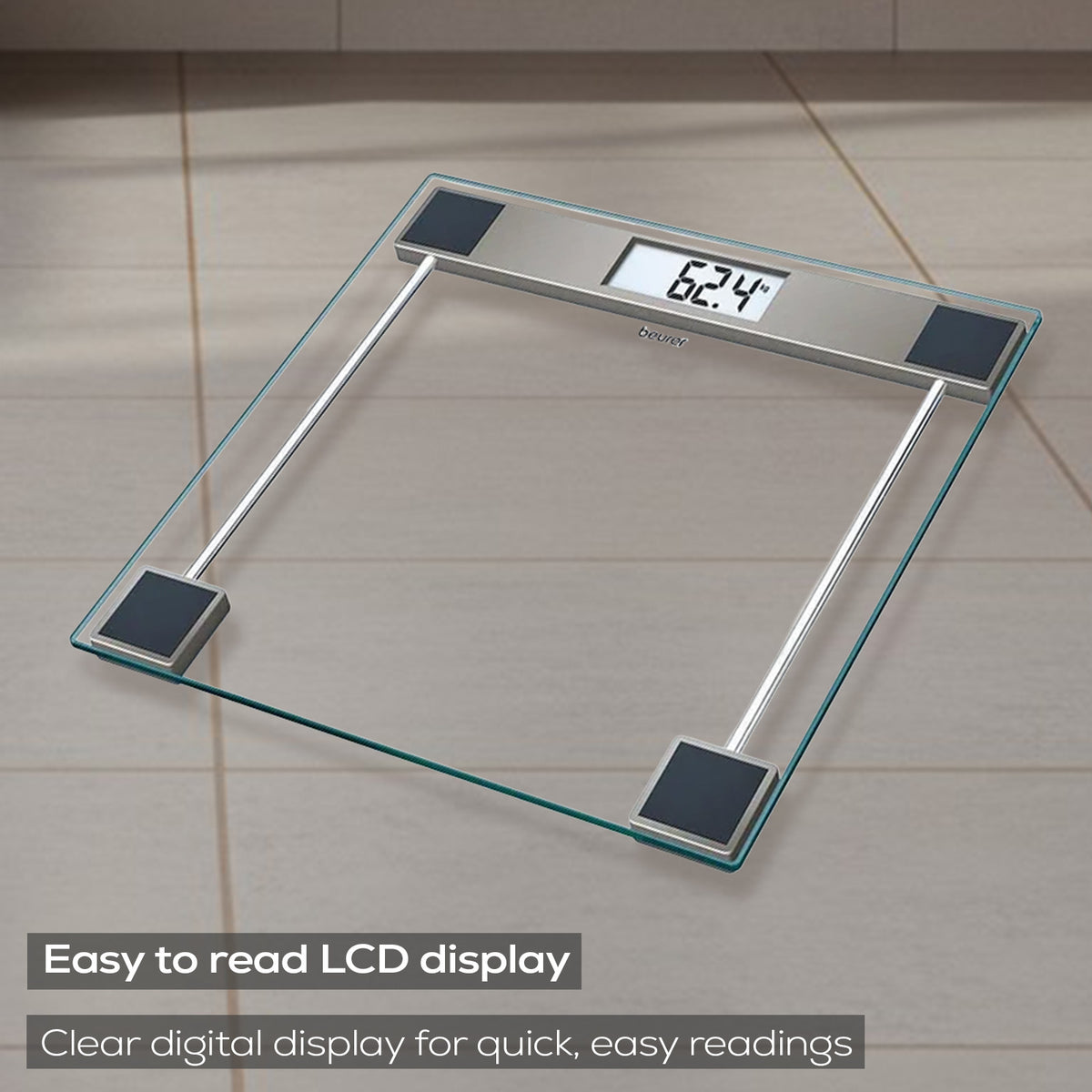 Beurer Germany Glass Bathroom Scale, 150kg Capacity, 100g Graduations GS 11
