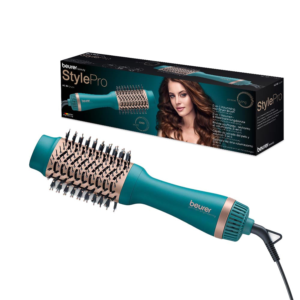 Beurer 2-in-1 Volumising Hair Dryer Brush in XXL Size for Ultra Volume  Style: HC 45 in Ocean Blue