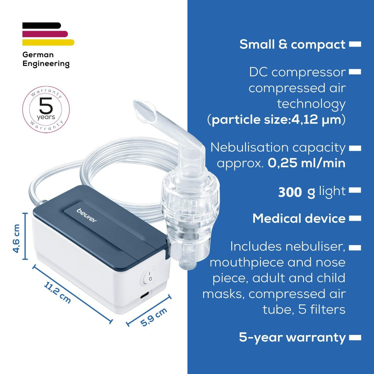 Beurer Germany IH 15 Nebuliser | Compact, Easy-to-Use Inhaler for Adults & Children | Effective Respiratory Treatment
