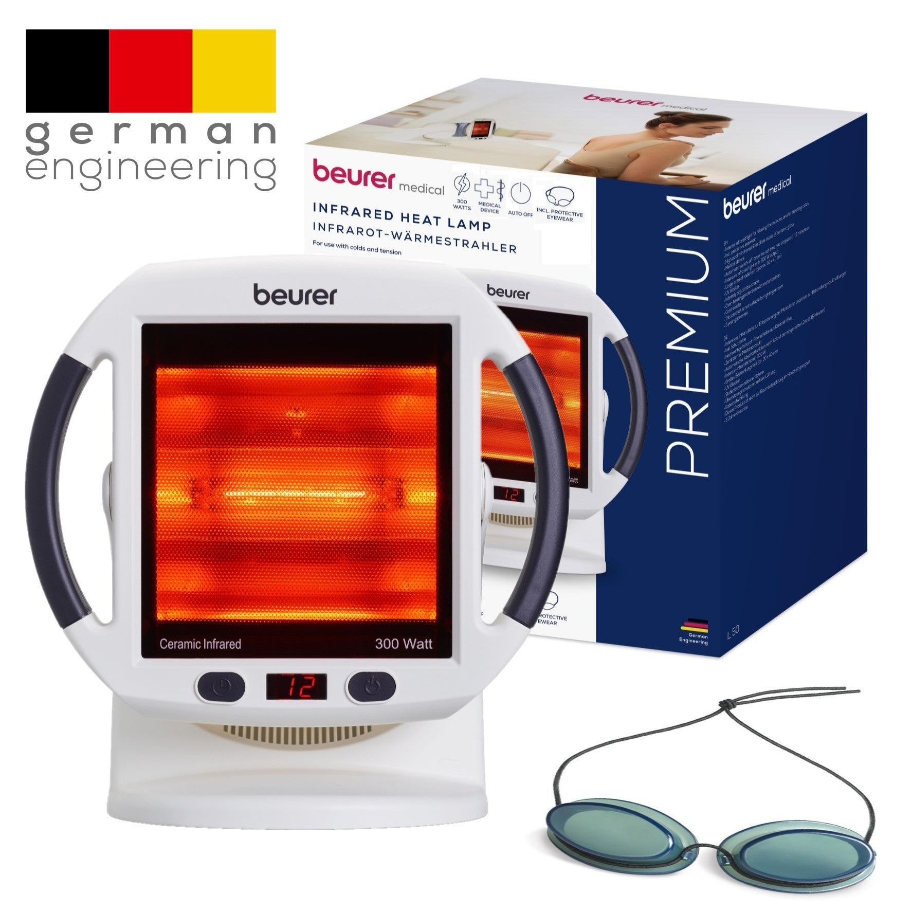 Beurer IL 50 Infrared Heat Lamp | Soothes Colds, Muscle & Joint Strain | Improves Skin Health | 300W