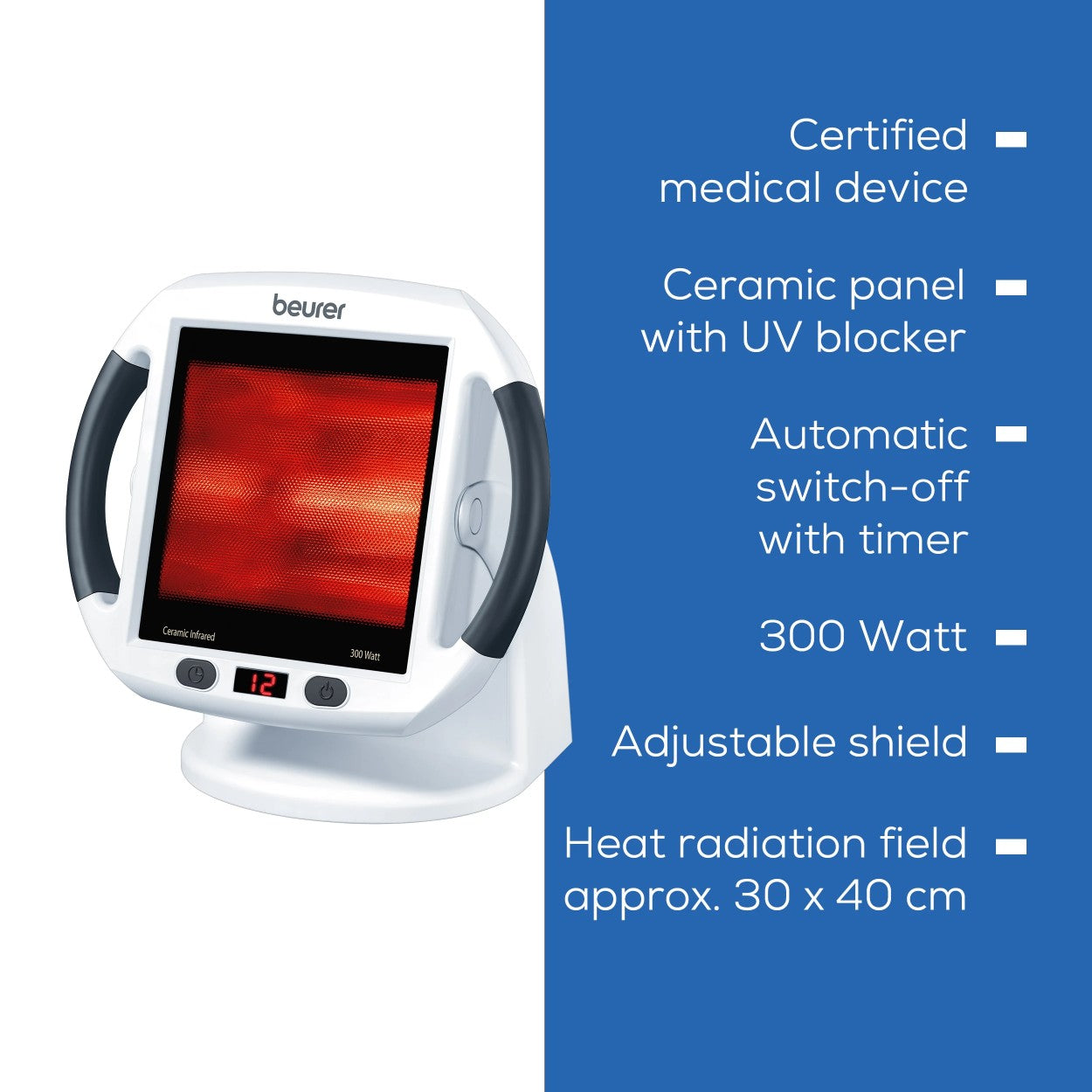 Beurer IL 50 Infrared Heat Lamp | Soothes Colds, Muscle & Joint Strain | Improves Skin Health | 300W