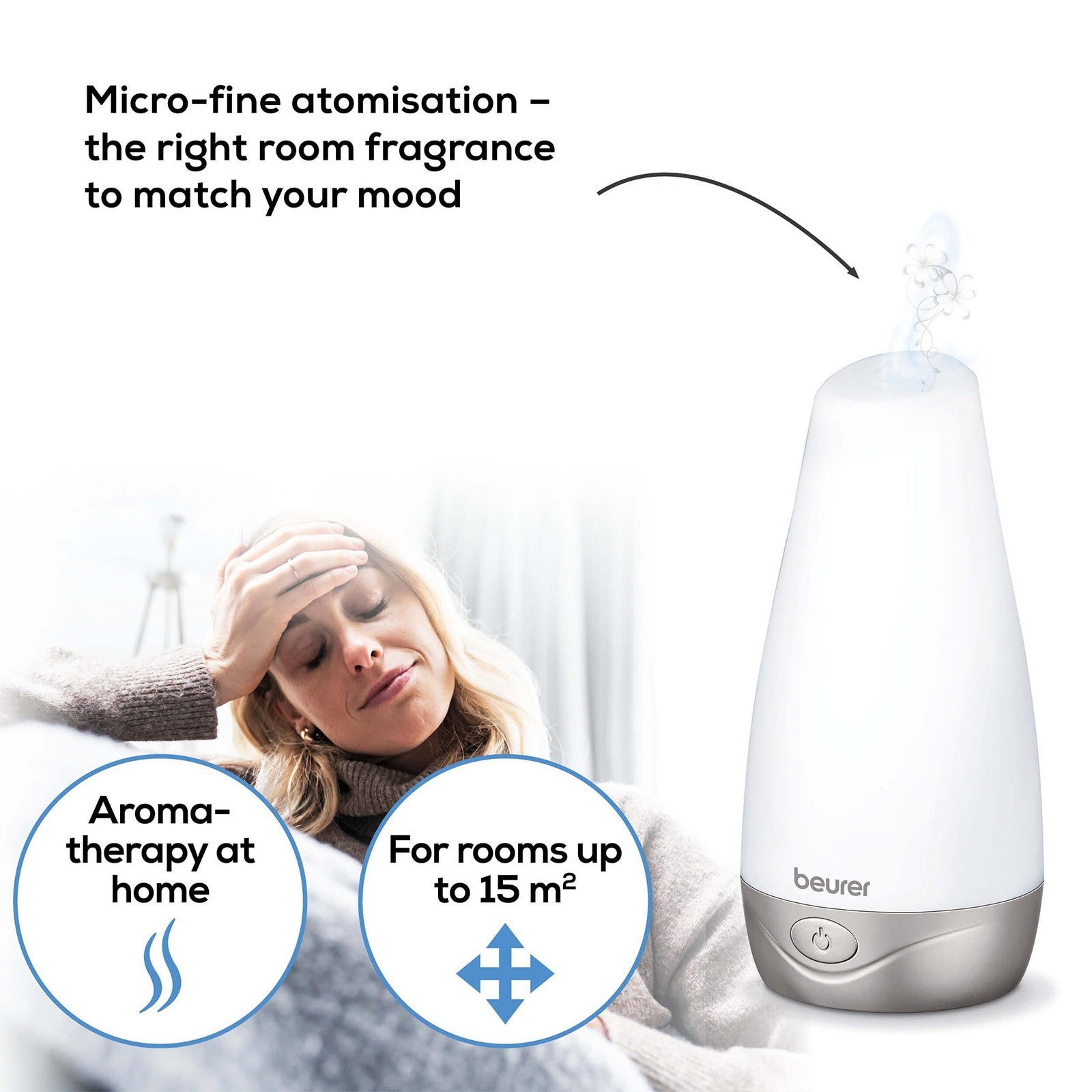 Beurer Germany Aroma Diffuser: Fragrant Mist. Colour-Change LED Light LA 30