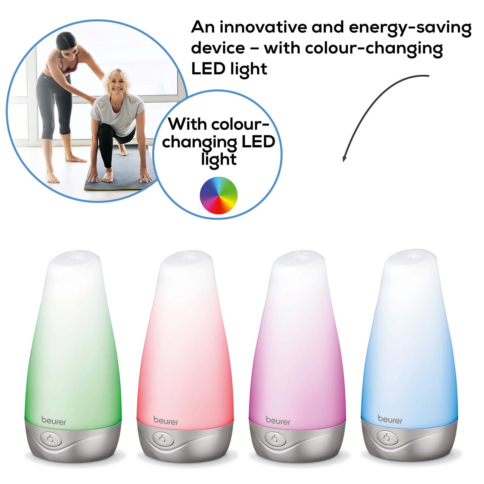 Beurer Germany Aroma Diffuser: Fragrant Mist. Colour-Change LED Light LA 30