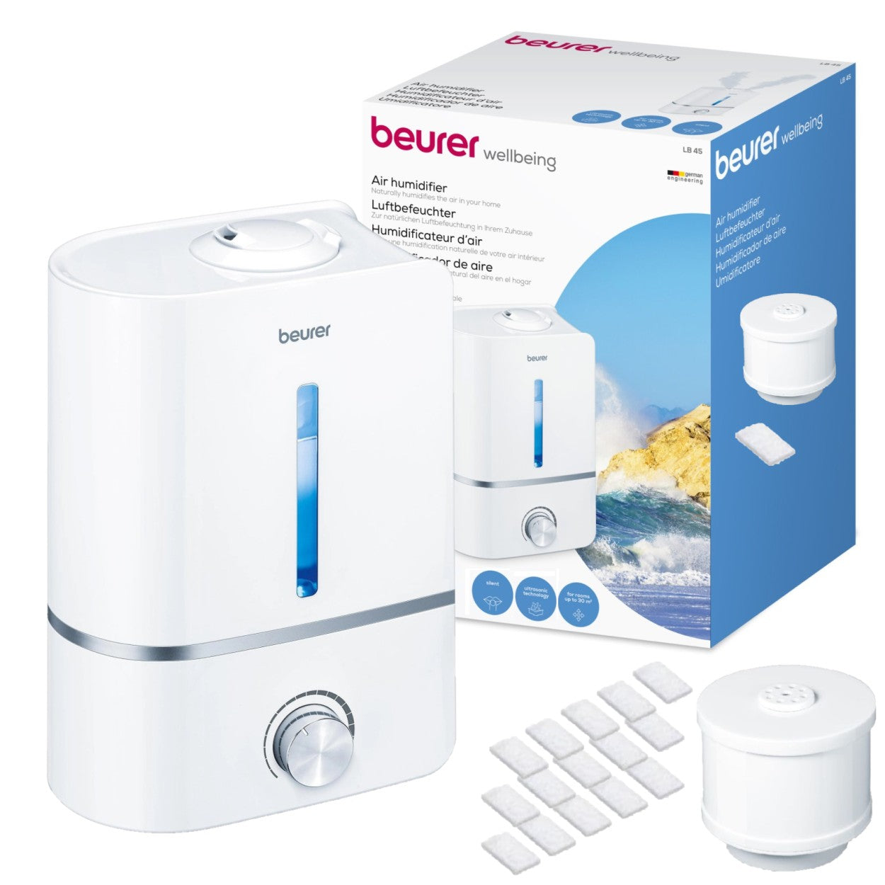 Beurer Germany LB 45 Ultrasonic Air Humidifier &amp; Optional Aroma Oil Diffuser | Maximum 30m² Rooms