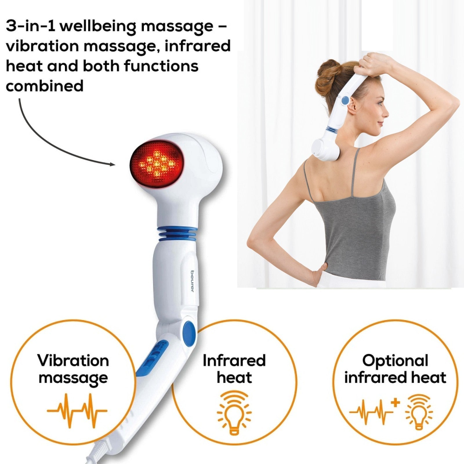 body massager with heat and vibration Health Care Supply Infrared Heat Vibrating Handheld Massager Electric Body  Massage Vibration Machine Fully Body Massage Gun - Muscle Massager Gun,  Handheld Massager main image 1