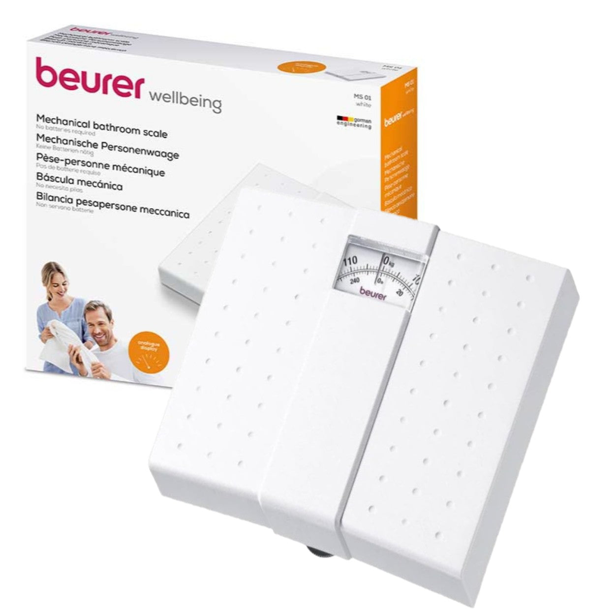 Beurer Mechanical Bathroom Scale MS 01 | Analogue Display |No Batteries | Eco-Friendly | 120kg Capacity