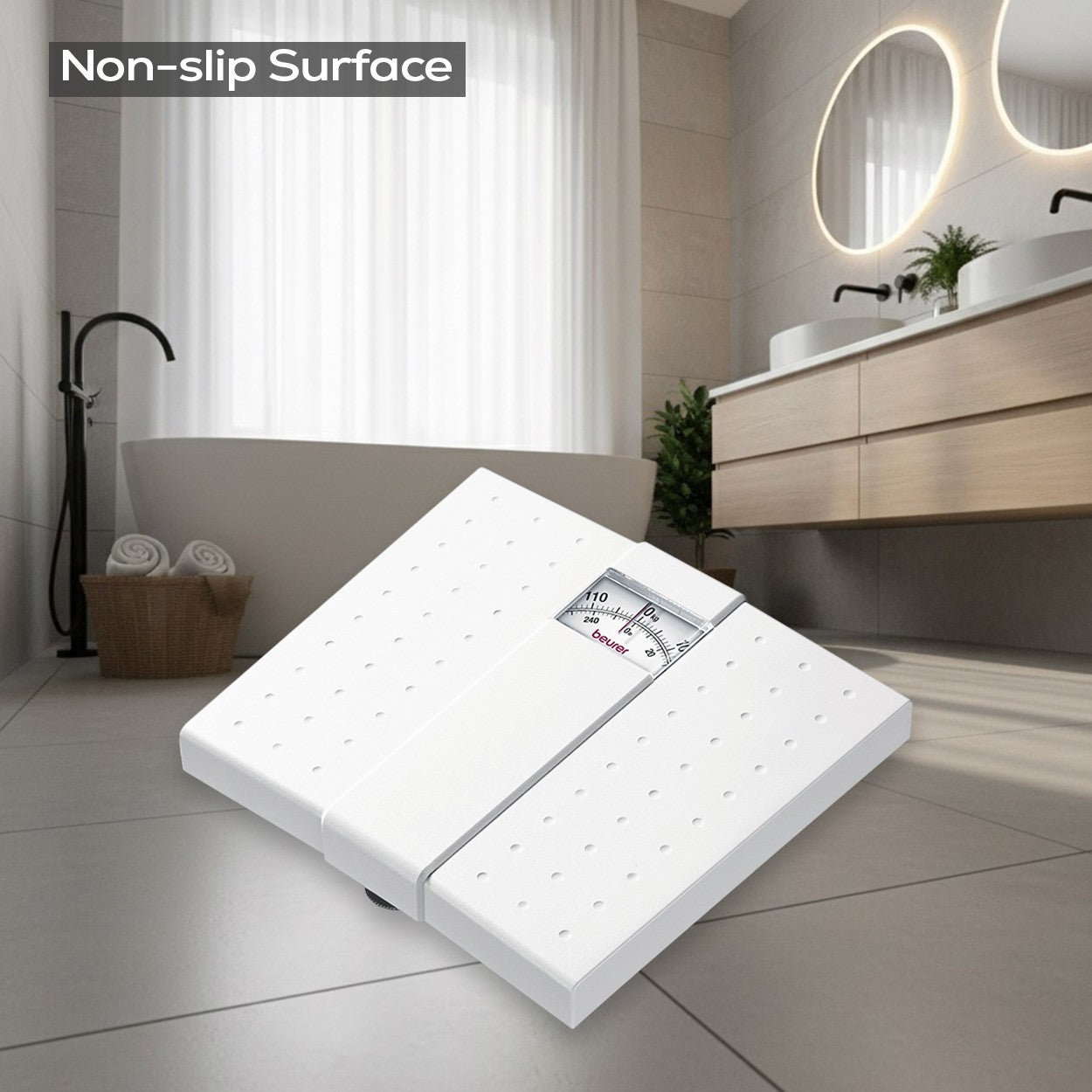 Beurer Mechanical Bathroom Scale MS 01 | Analogue Display |No Batteries | Eco-Friendly | 120kg Capacity