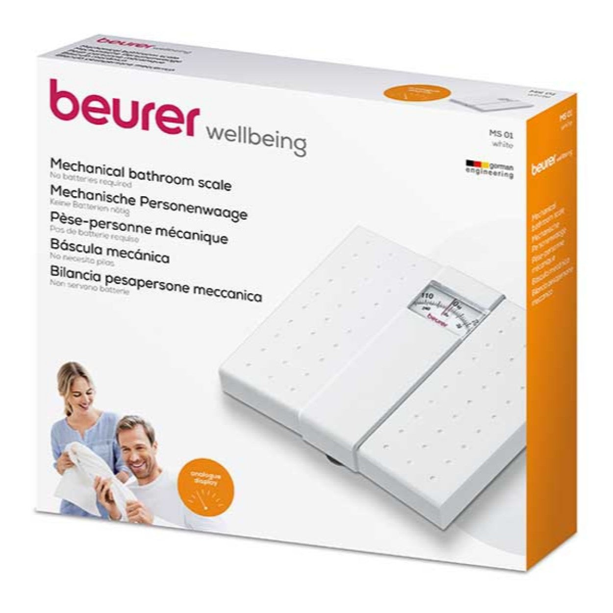 Beurer Mechanical Bathroom Scale MS 01 | Analogue Display |No Batteries | Eco-Friendly | 120kg Capacity