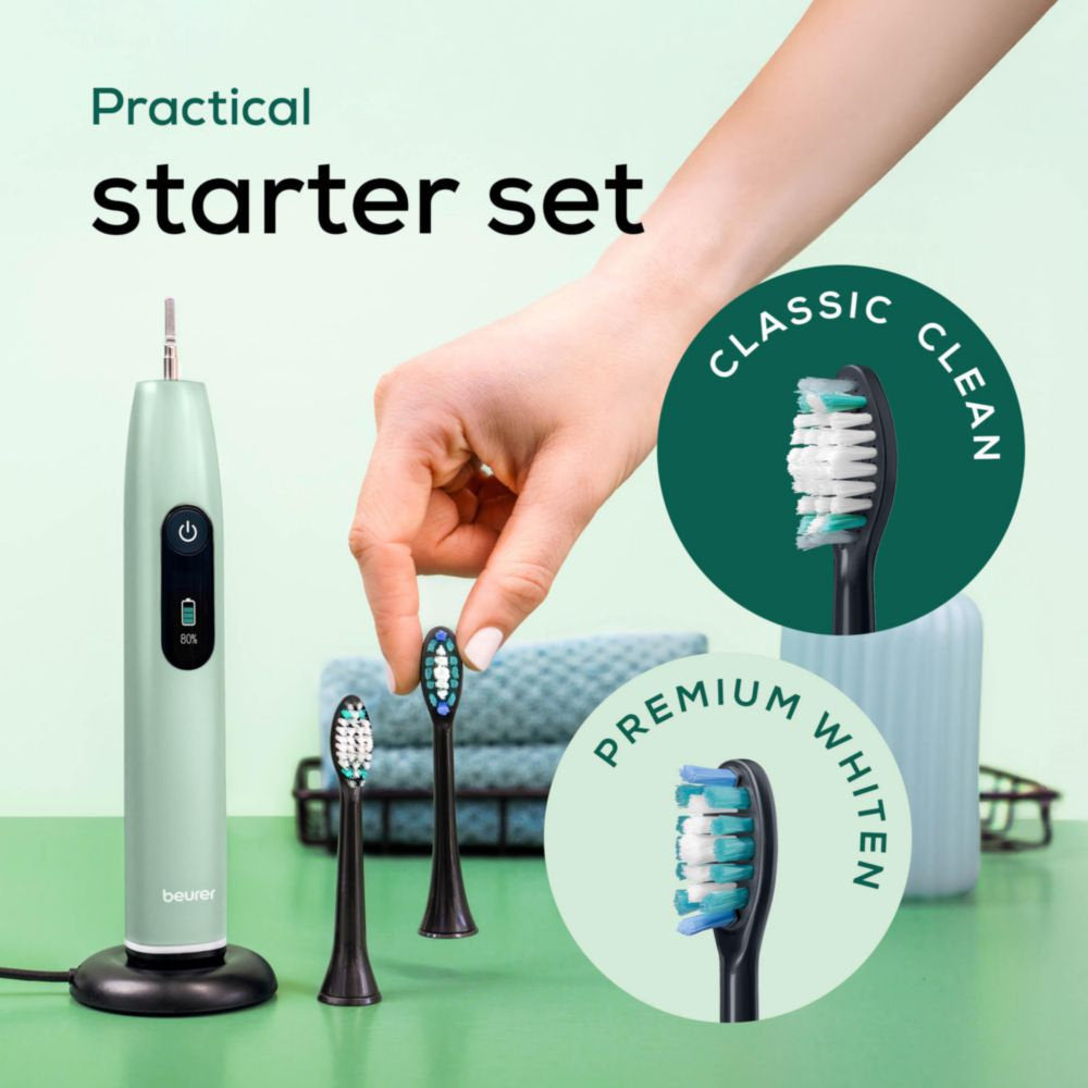 Beurer SC 50 Electric Toothbrush | Advanced Sonic Technology for Healthy Teeth & Gums | Eco-Friendly | Peppermint Green