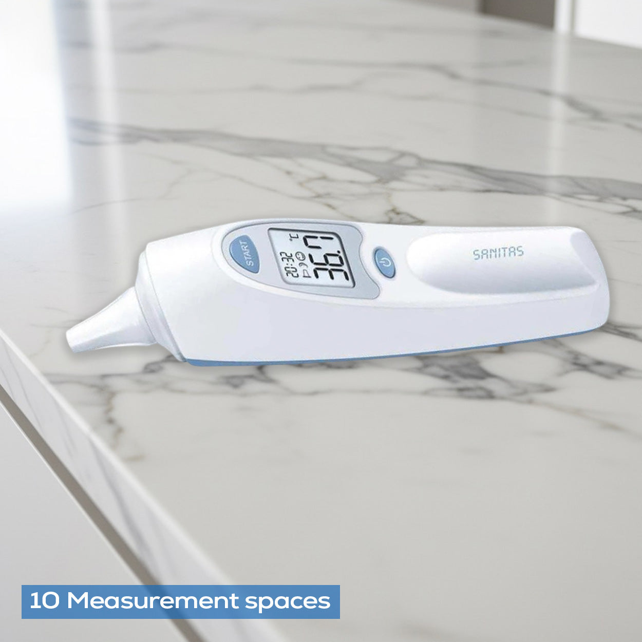 Sanitas SFT 53 Thermometer: Quick Digital In-Ear Infrared Thermometer with Protective Caps