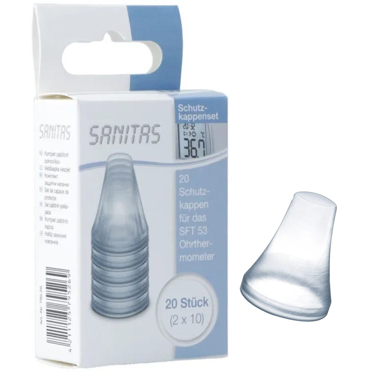 Sanitas Protective Caps for Use with SFT 53 In-Ear Thermometer: Box of 20