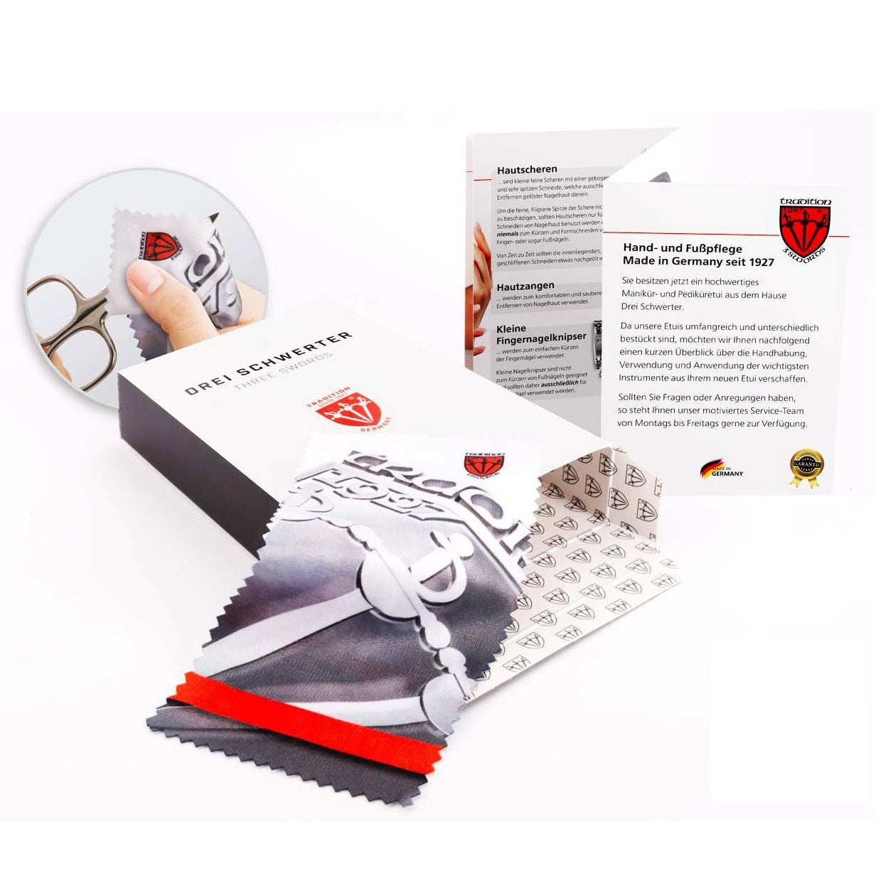 Kellermann 3 Swords Manicure & Pedicure Set | 12-Pieces in a Red Zipped Case | V-Sunrise