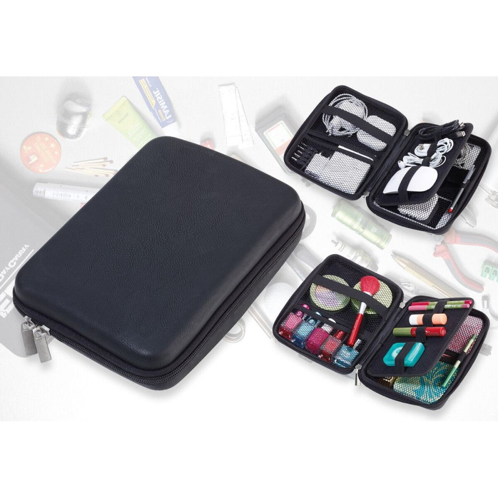 TROIKA Organiser: Hard Travel Case for Electronics, Cosmetics, Meds: Black