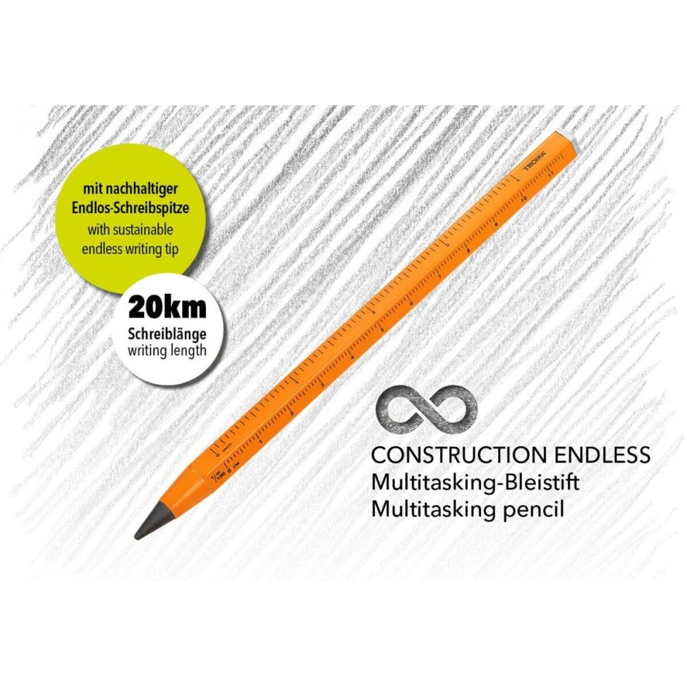 TROIKA HB Pencil: 20km Writing Length, No Sharpening Required – Orange