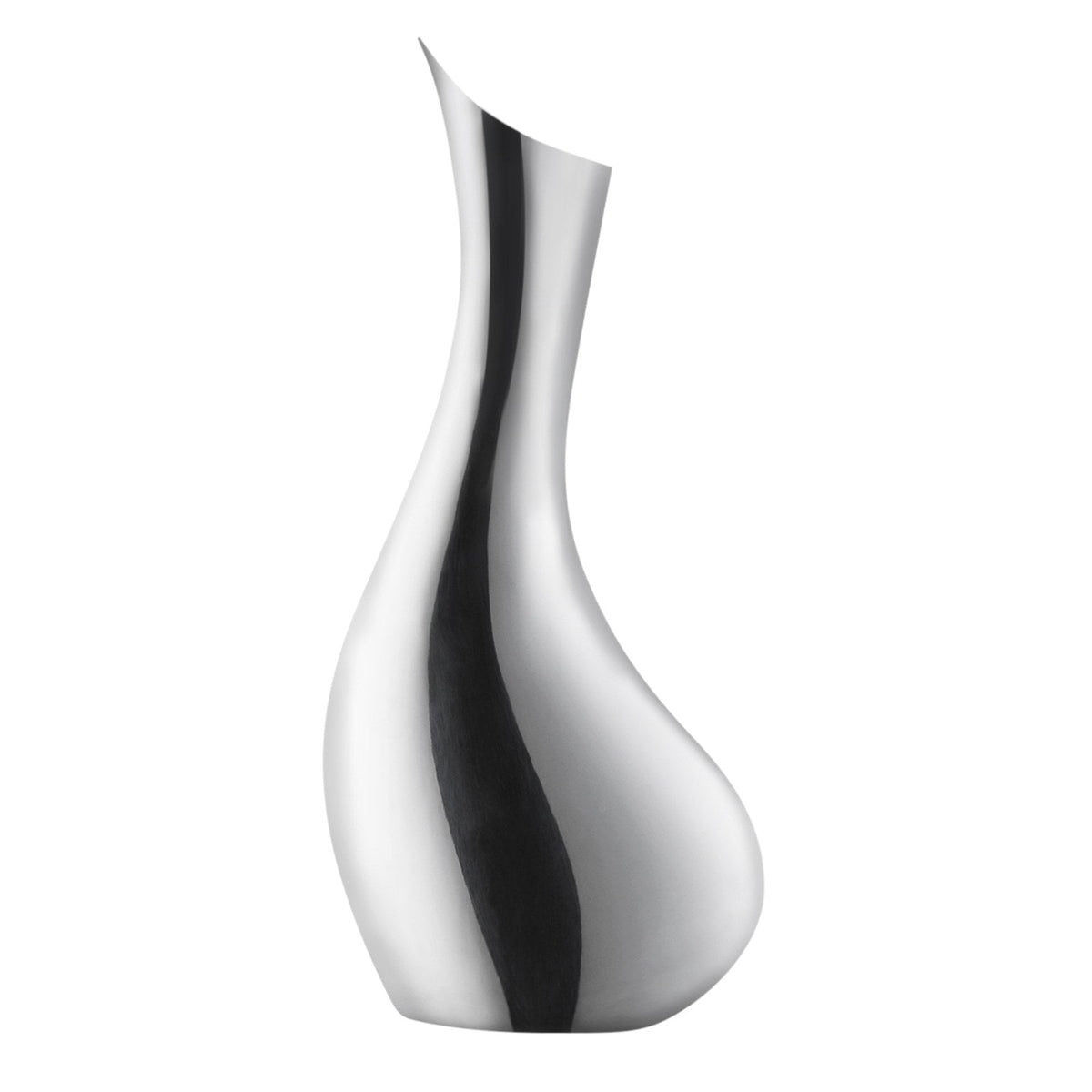 VAGNBYS Swan Carafe 1.5L in polished stainless steel on white