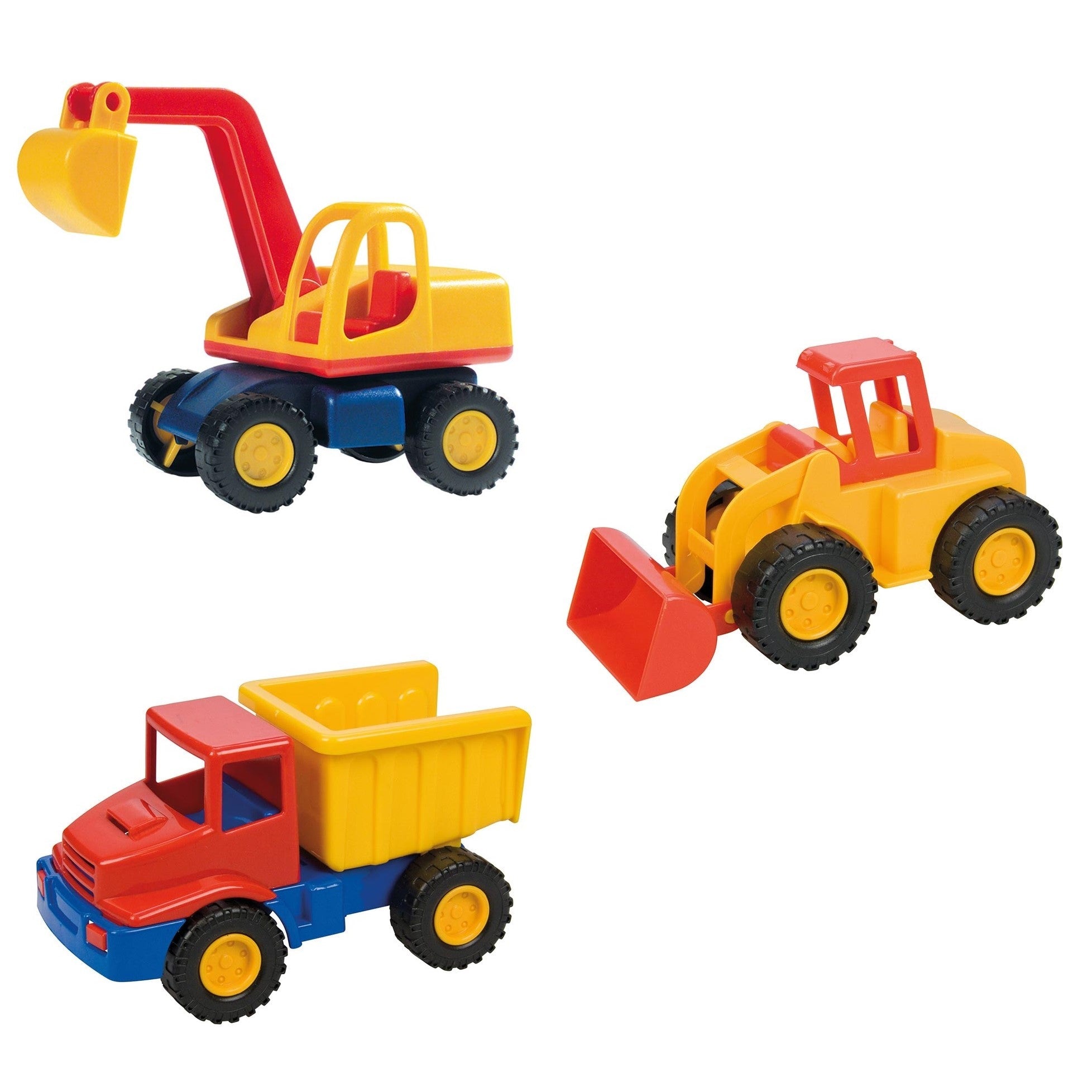 Lena Mini Compact Toy Earth Mover, Excavator & Dump Truck: Combo Set of 3