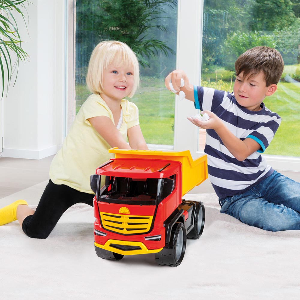LENA Toy Dump Truck XL GIGA TRUCKS TITAN Red and Yellow 51 x 26 x 35cm