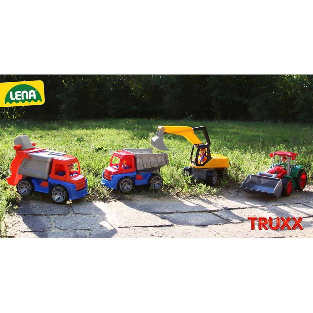 LENA Toy Rubbish Truck TRUXX with Bin and Play Figure 30cm