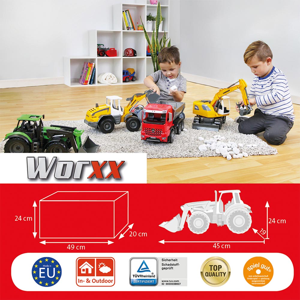 LENA Toy Tractor XL WORXX Deutz-Fahr Agrotron 7250TTV Replica 45x19x24 cm