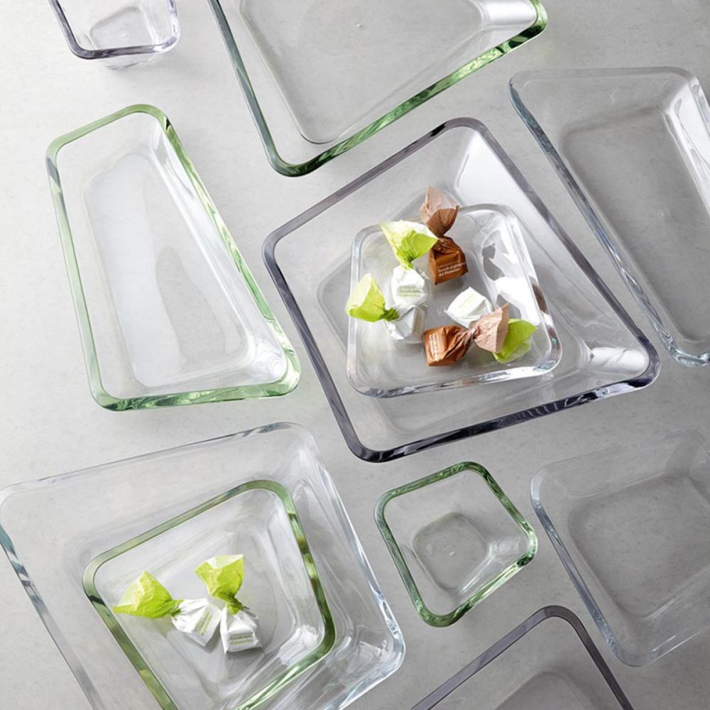 Leonardo Decorative Glass Bowls: Asymmetrical Clear Glass – Set of 4