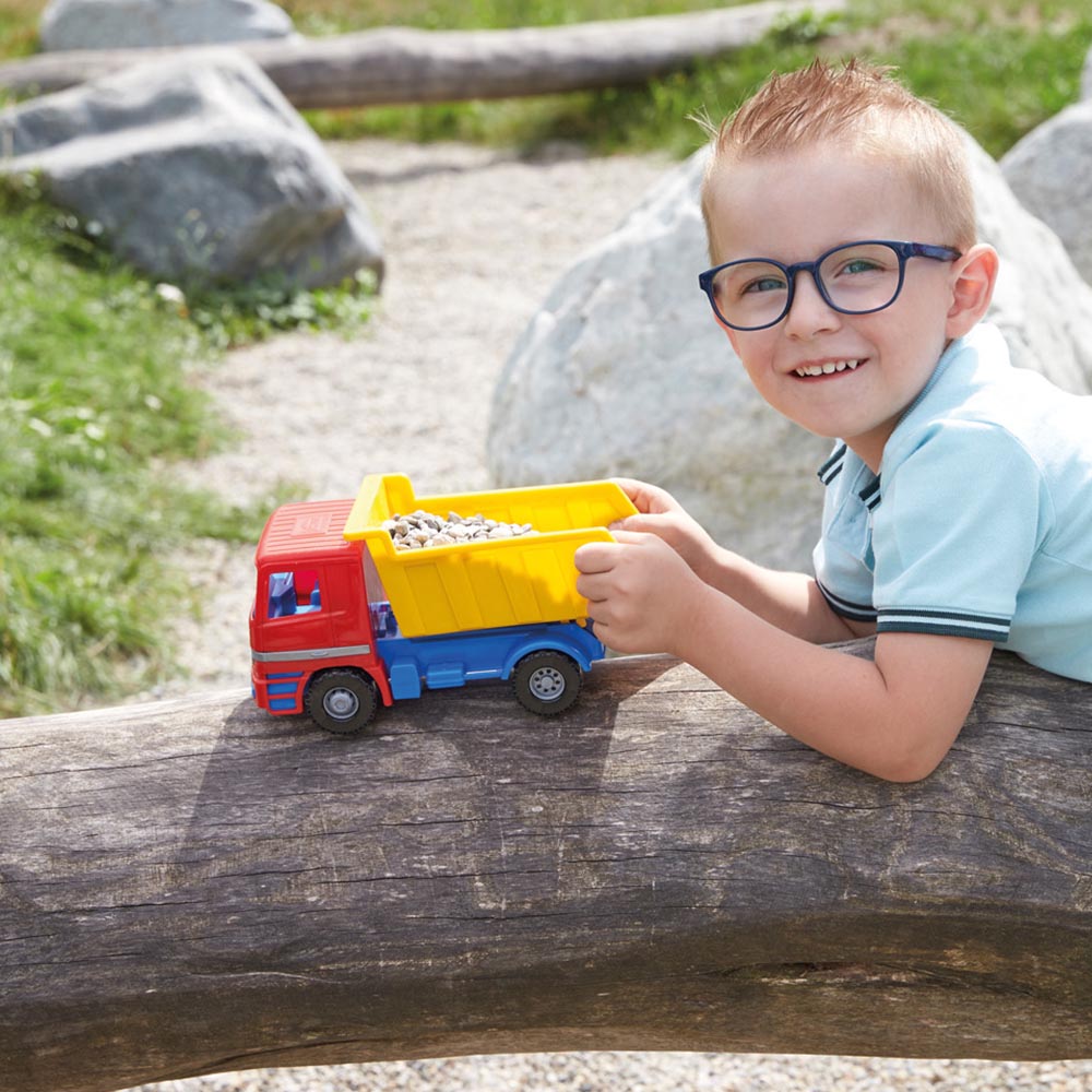 LENA Toy Vehicle Set – 2x Dump Truck 1x Excavator 1x Earth Mover – 4 Pieces