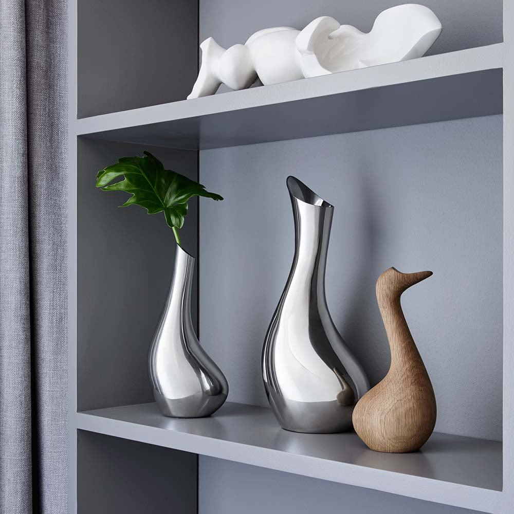 VAGNBYS Carafe: Elegant Silver Stainless Steel "Swan" Decanter Jug 1.5L