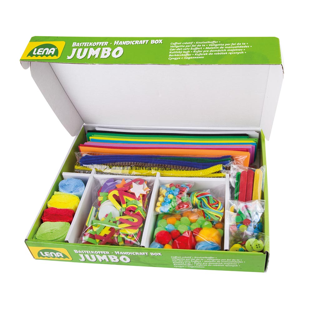 LENA Jumbo Arts & Craft Kit: Paper, Tape, Beads, Buttons Etc. 800 Pieces