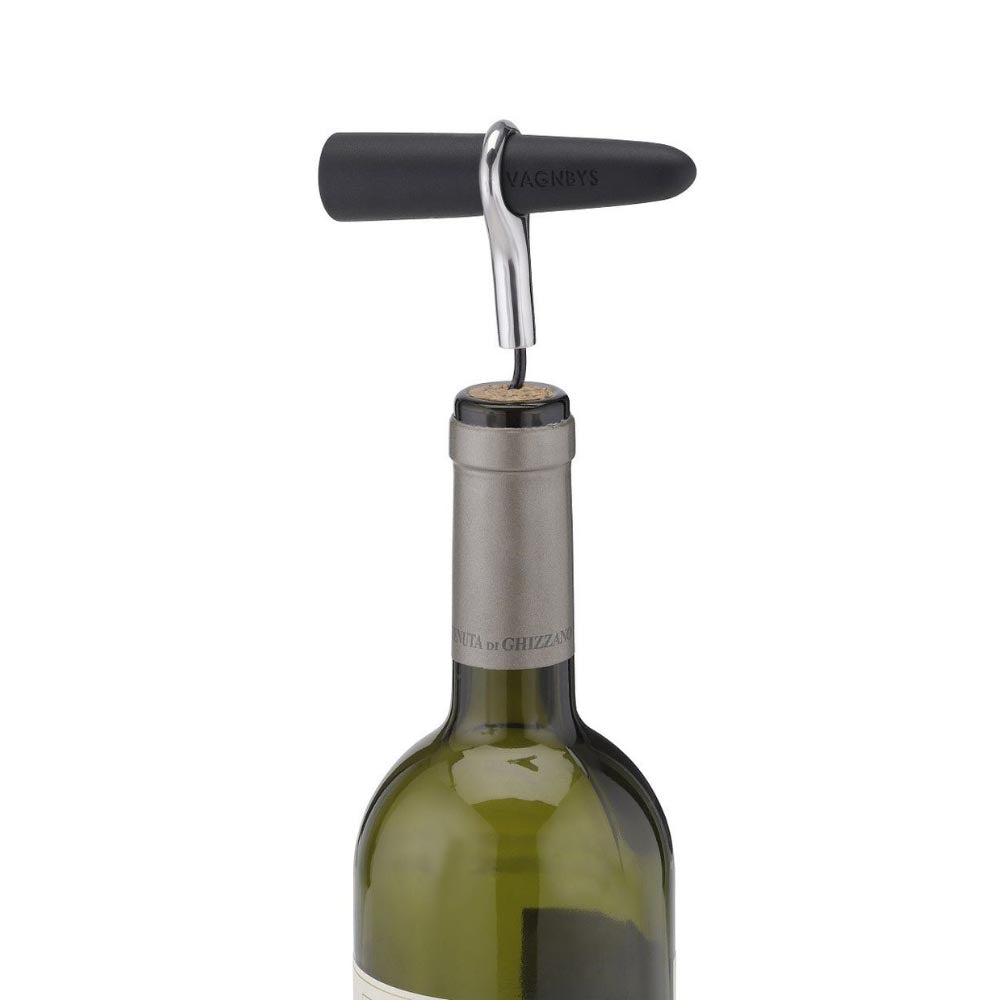 VAGNBYS Corkscrew and Wine Stopper 2-in-1 Wine Key - Black and Silver