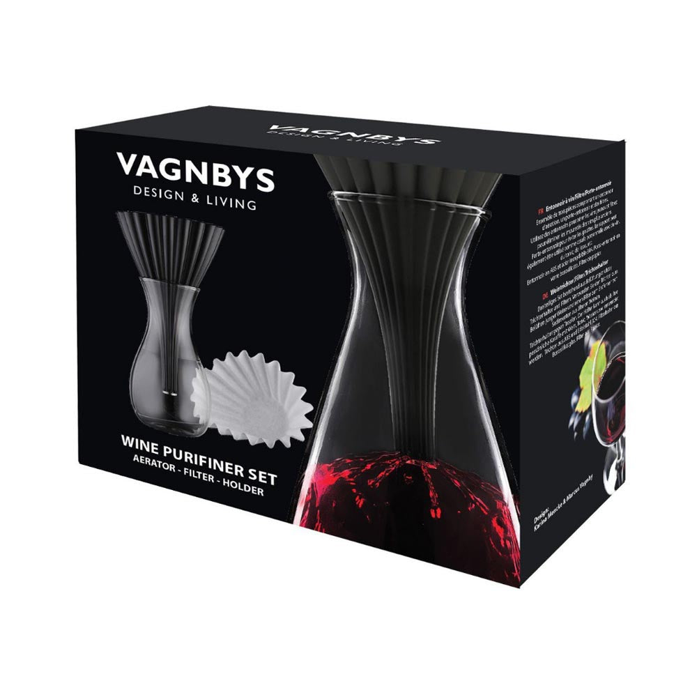 VAGNBYS Wine Purifier Set - Wine Funnel, Funnel Holder, Filters (3 Pieces)