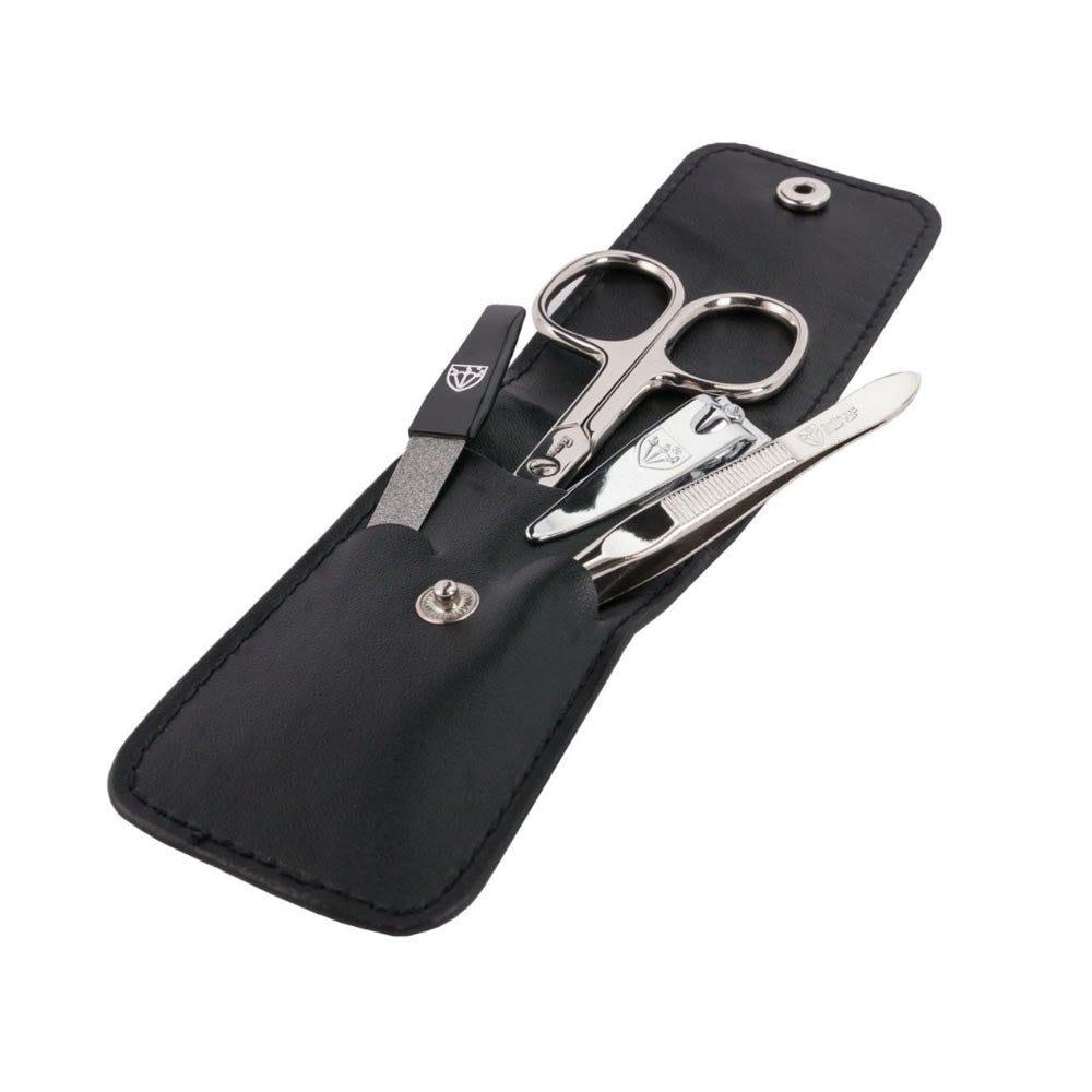 Kellermann Manicure Set Faux Leather Extra-Fine Black 56777 F N – 4 Piece