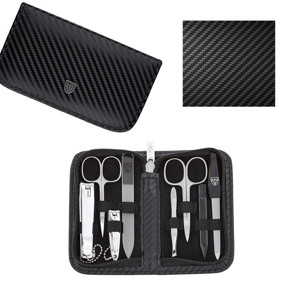 Kellermann Manicure Set Extra-Fine Steel & Carbon Black Case 6213FN 8 Piece