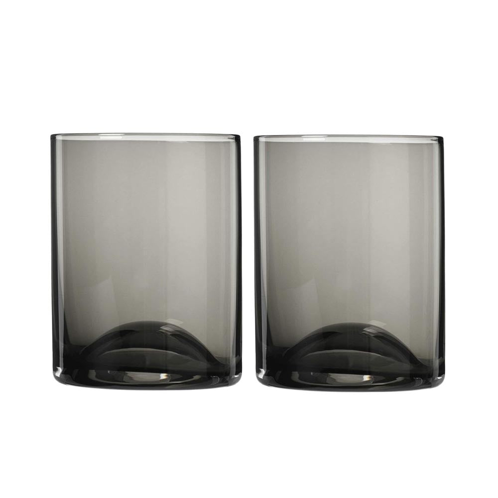 Blomus Glasses in Smoky Grey/Black: Wave - Set of 2 Tumblers