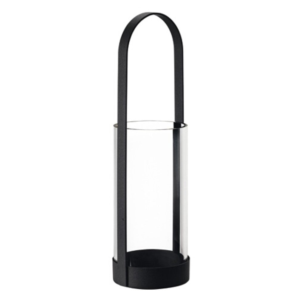 Blomus Lantern: Glass Candle Holder in Black Steel Frame NERO M 43cm