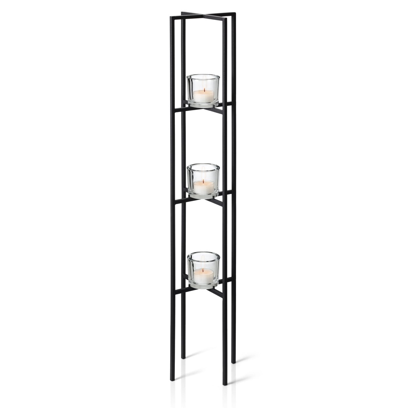 Blomus Glass Candle Holder on 3-Tiered Black Steel Frame NERO 100cm